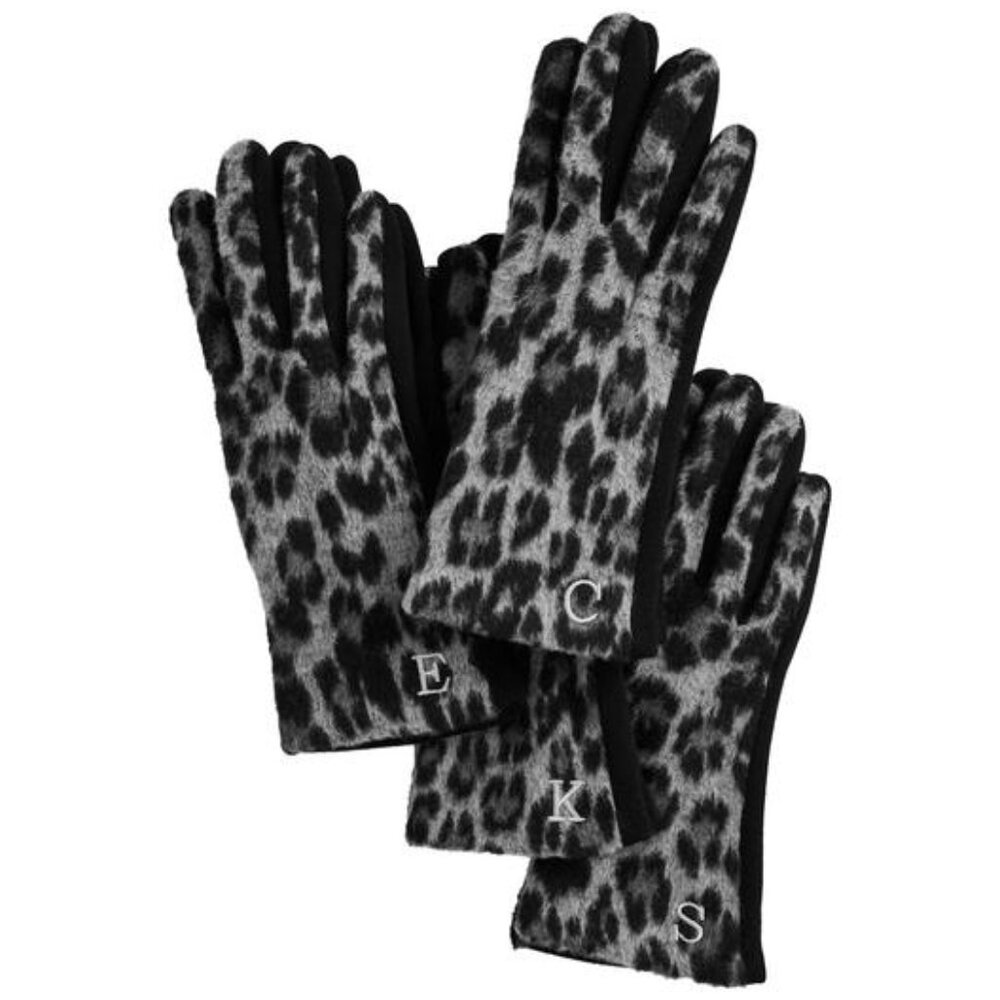Mud Pie INITIAL LEOPARD GLOVES/D, L,M,N,&T/NWT